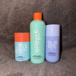 Bubble Skincare Set - Hydrating Cream Cleanser, Moisturizer, and Milky Toner